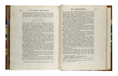 First edition of Charles Owen's An Essay Towards a Natural History of Serpents, an attractively illustrated book on the biology and cultraul relevance of snakes, published in 1742.