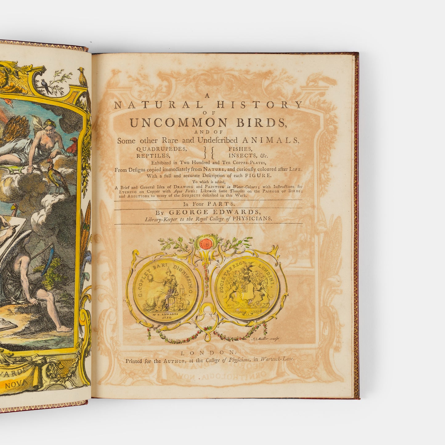 A handsome set of one of the most important of all bird books, George Edwards' Natural History of Uncommon Birds with Gleanings of Natural History, 1743-1806.
