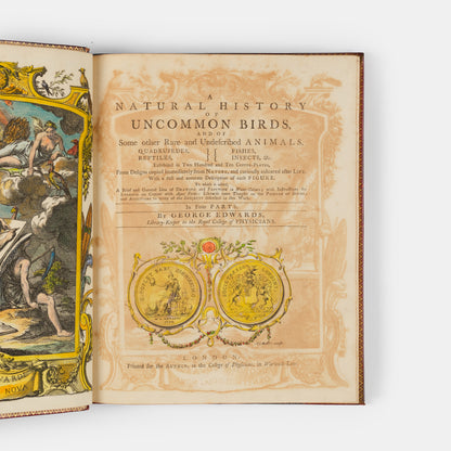 A handsome set of one of the most important of all bird books, George Edwards' Natural History of Uncommon Birds with Gleanings of Natural History, 1743-1806.