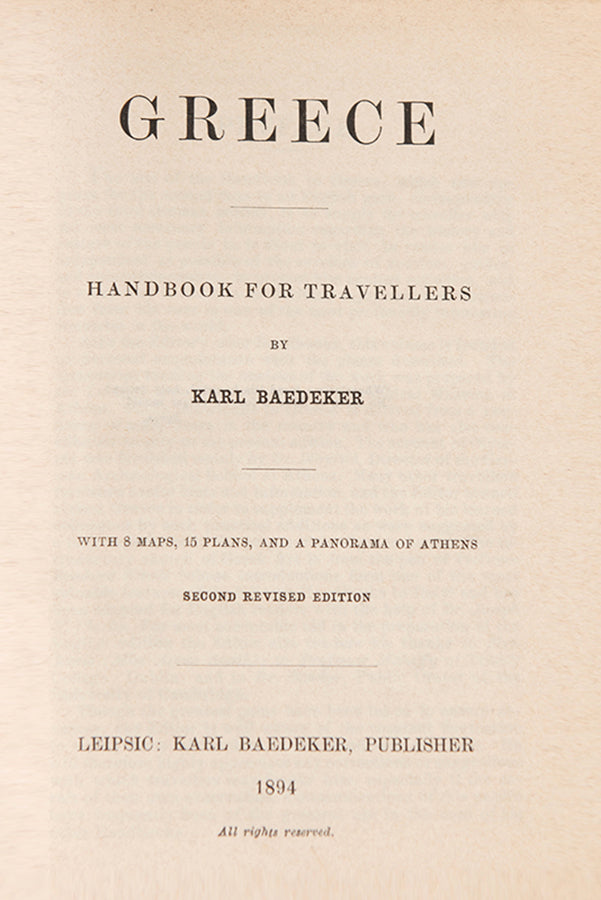 Karl Baedeker. Greece. Second edition. 1894