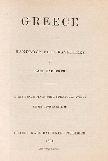 Karl Baedeker. Greece. Second edition. 1894
