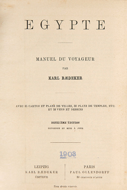 Karl Baedeker. Egypte 1903. Second edition