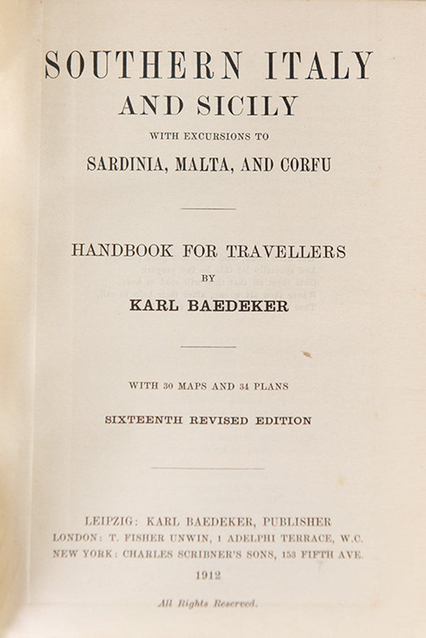 Kalr Baedeker. Southern Italy and Sicily.1912