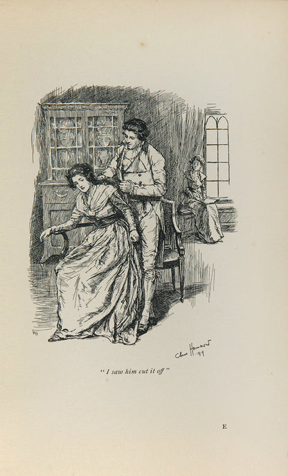 Jane Austen, Sense and Sensibility, Chris Hammond (illustrator), 1899, with typically art-nouveau era decorative binding, gilt-blocked pictorial cover and spine<br /><br />