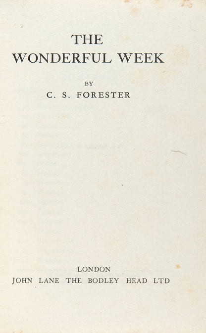 First edition of The Wonderful Week by C.S. Forester in the rare dustjacket.