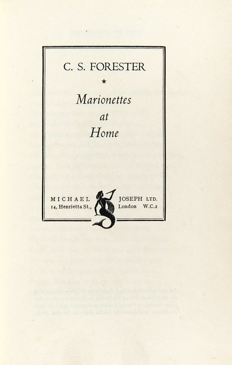 First edition of Marionettes at Home by C.S. Forester.
