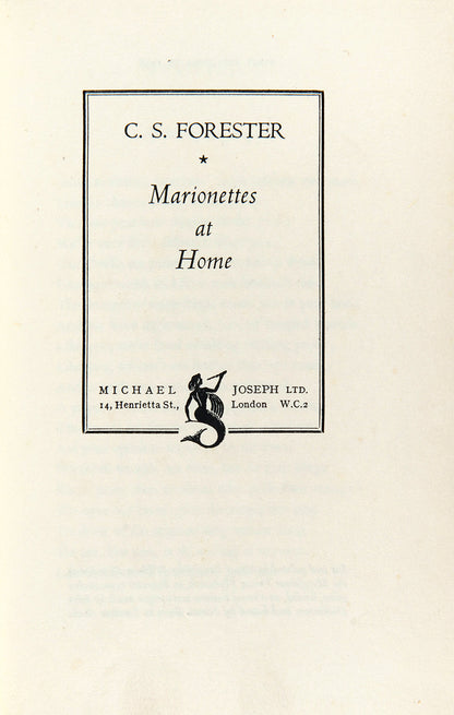 First edition of Marionettes at Home by C.S. Forester.