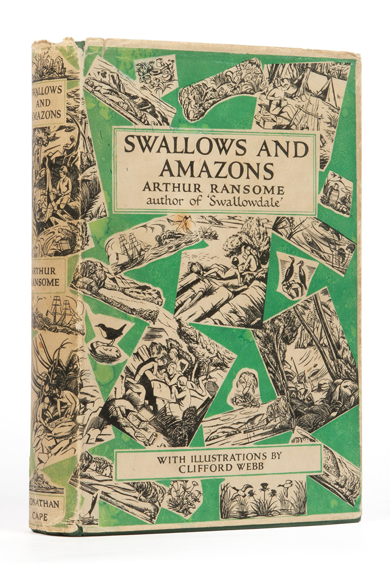 The first illustrated edition, eleventh impression,  of Swallows and Amazons by Arthur Ransome, with illustrations by Clifford Webb