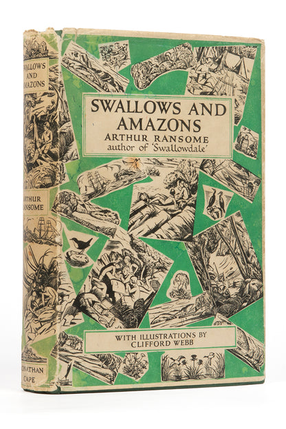 The first illustrated edition, eleventh impression,  of Swallows and Amazons by Arthur Ransome, with illustrations by Clifford Webb