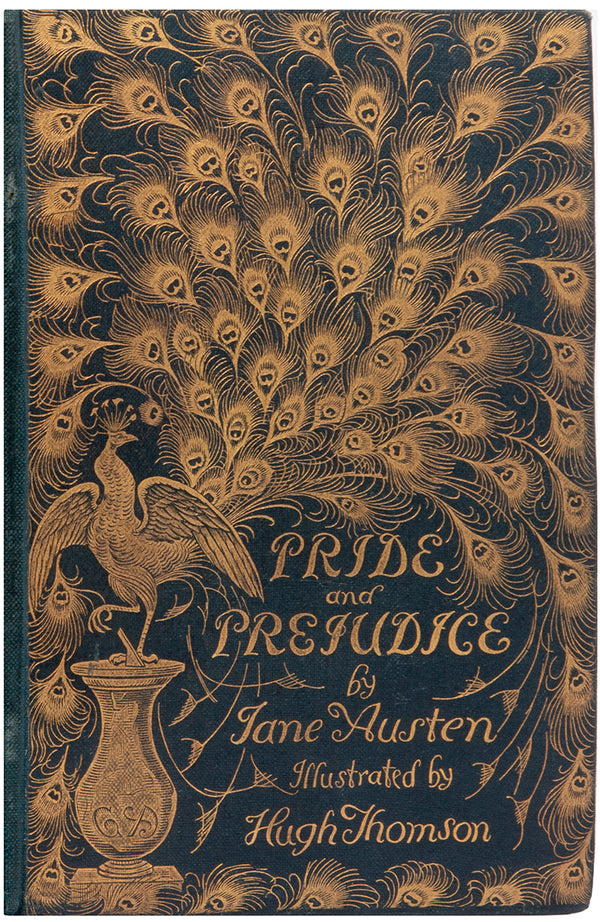 The third printing of Hugh Thomson's illustrated edition of Jane Austen's Pride and Prejudice, with the iconic Peacock gilt cloth design