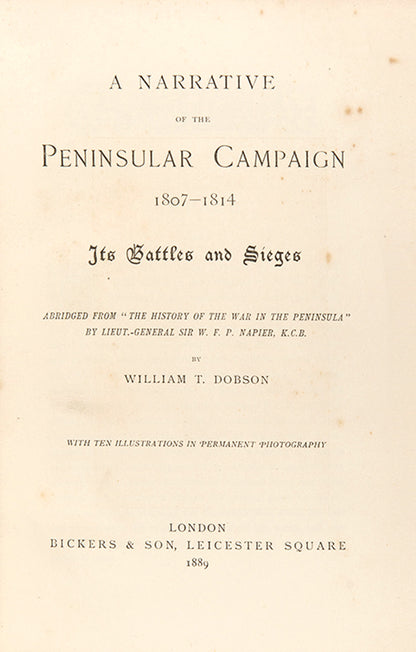 A handsome copy in contemporary tree calf gilt of Dobson's abrudged edition of Napier's history of the Peninsular War