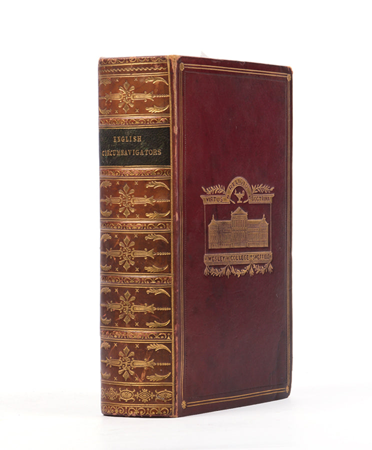 First edition of this edited collected voyages of The English Circumnavigators, pulling together the voyages of Drake, Anson, Dampier, Cook.