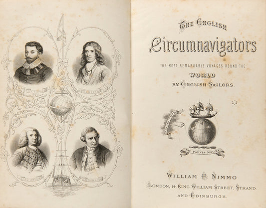 First edition of this edited collected voyages of The English Circumnavigators, pulling together the voyages of Drake, Anson, Dampier, Cook.