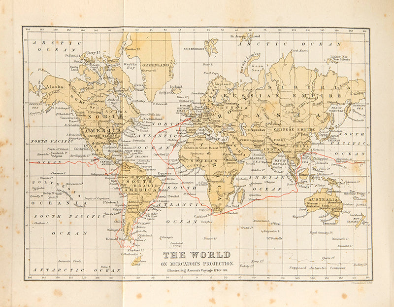 First edition of this edited collected voyages of The English Circumnavigators, pulling together the voyages of Drake, Anson, Dampier, Cook.