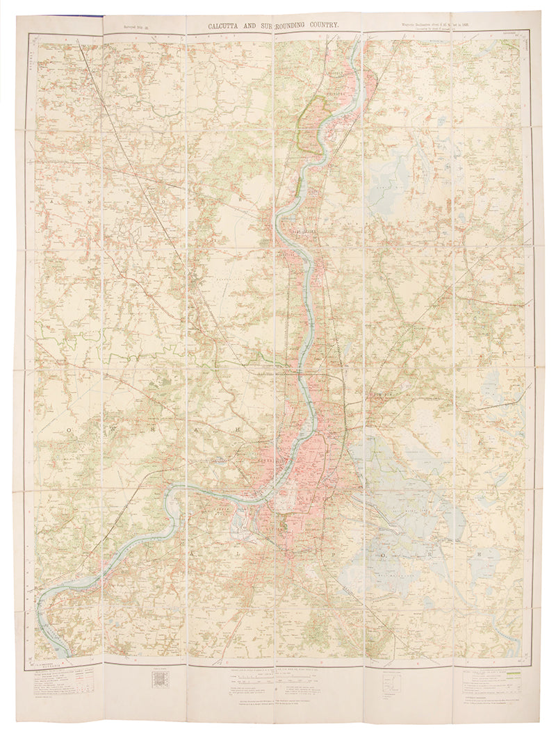 Calcutta and Surrounding Country map by Charles Henry Dudley Ryder, a scarce second edition of this map of the city.