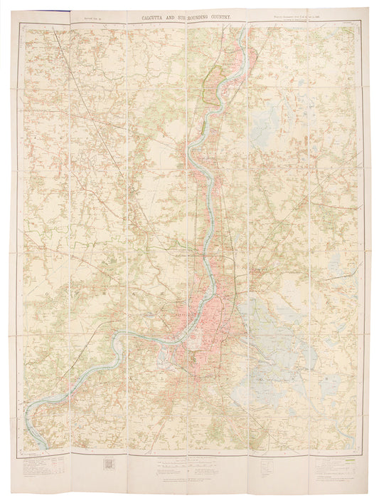 Calcutta and Surrounding Country map by Charles Henry Dudley Ryder, a scarce second edition of this map of the city.
