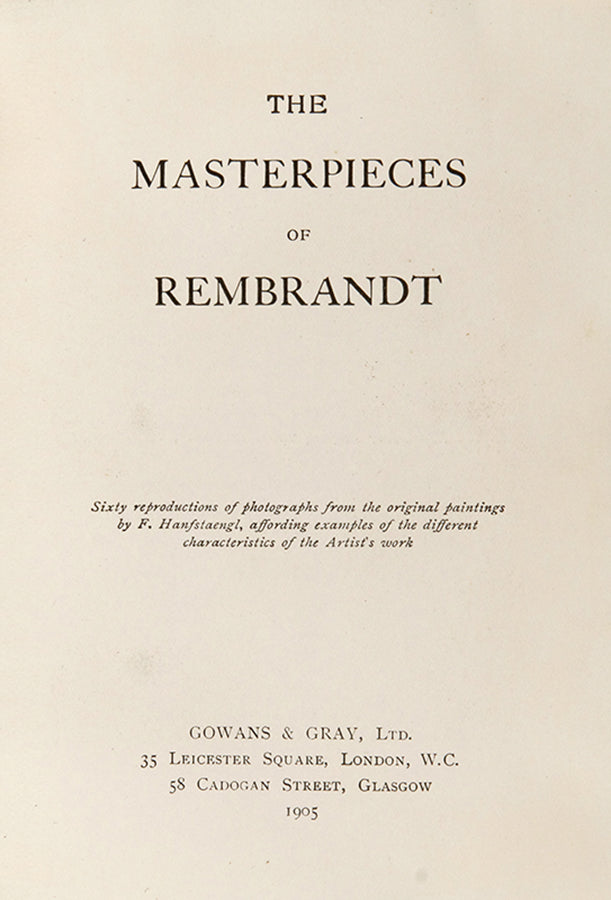 The Masterpieces of Rembrandt.