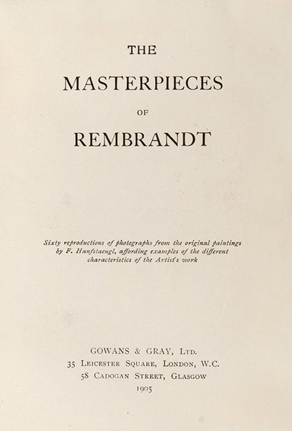 The Masterpieces of Rembrandt.
