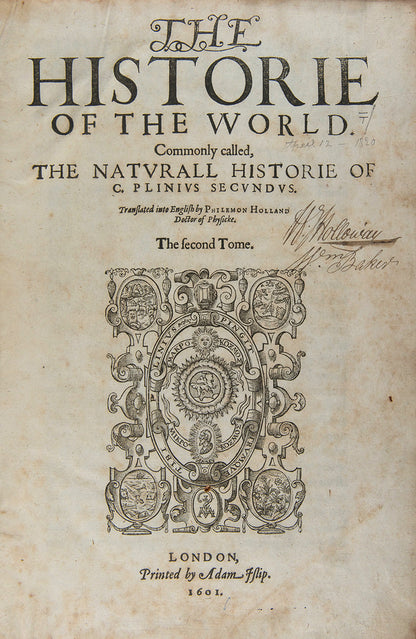 First edition in English of Pliny's Natural History, translated by Philemon Holland.