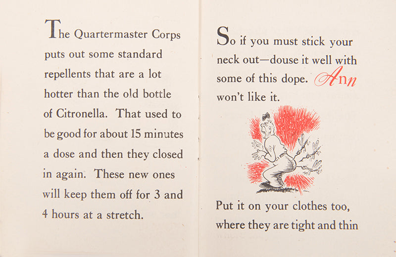First edition of a scarce early work by Dr. Seuss, This is Ann, She's Dying to Meet You, published in August 1943 to educate US troops about malaria prevention.