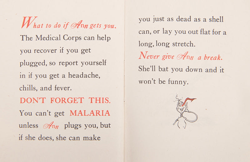 First edition of a scarce early work by Dr. Seuss, This is Ann, She's Dying to Meet You, published in August 1943 to educate US troops about malaria prevention.