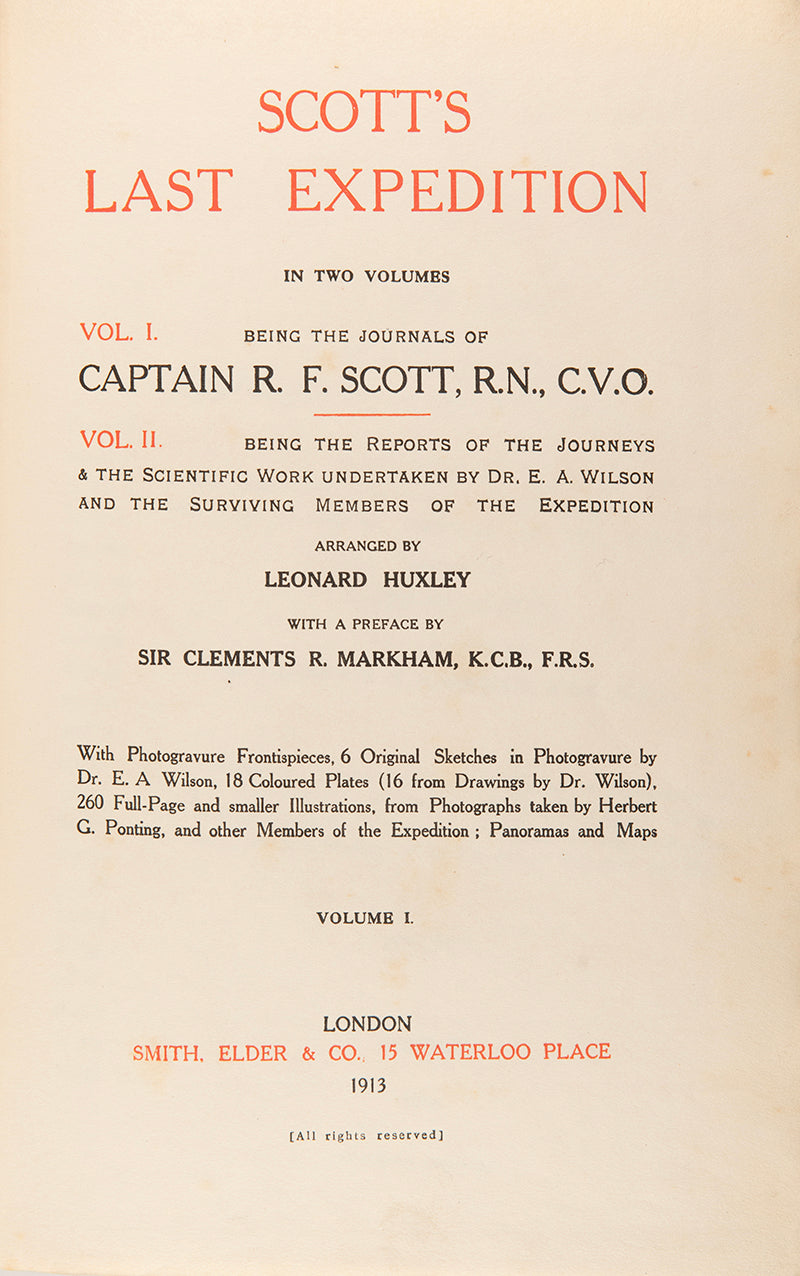 Signed presentation copy of Scott's Last Expedition, from Scott's Widow Kathleen to Edward Nelson, biologist of the Terra Nova.