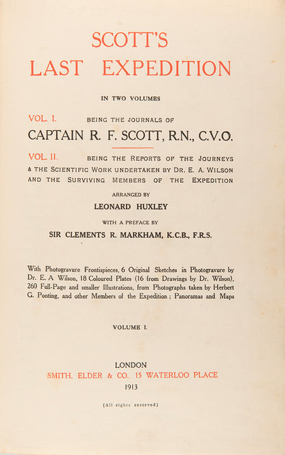 Signed presentation copy of Scott's Last Expedition, from Scott's Widow Kathleen to Edward Nelson, biologist of the Terra Nova.