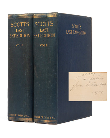 Signed presentation copy of Scott's Last Expedition, from Scott's Widow Kathleen to Edward Nelson, biologist of the Terra Nova.