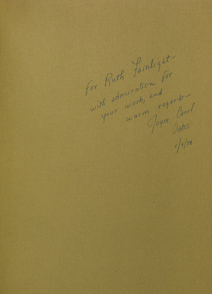 A fine copy of Season of Peril, by Joyce Carol Oates, first edition, limited to 60 copies, inscribed by author to Ruth Fainlight, including original ink drawing