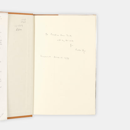 The first edition of Freddie Ayer's Part of My Life, inscribed by him in pen to the front free endpaper
