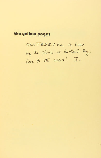 The Yellow pages, second edition, one of 800 copies, signed by the author to his lover Peter Gillis