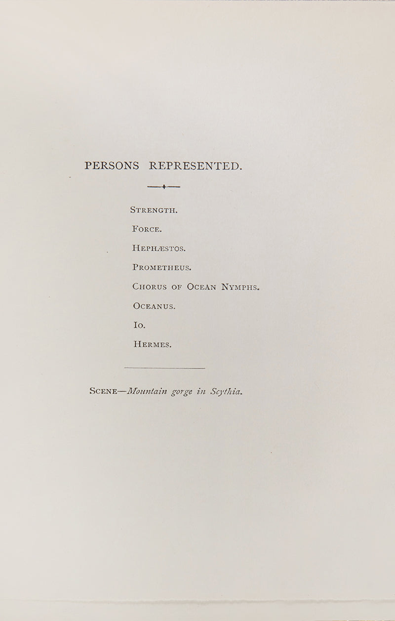 A translation of Aeschylus's Prometheus Bound, by Henry Howard Molyneux, 4th Earl of Carnarvon, bound in full vellum, with a preface and introduction
