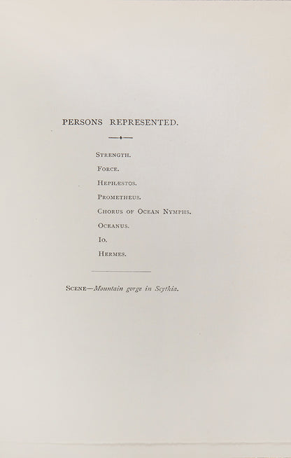 A translation of Aeschylus's Prometheus Bound, by Henry Howard Molyneux, 4th Earl of Carnarvon, bound in full vellum, with a preface and introduction