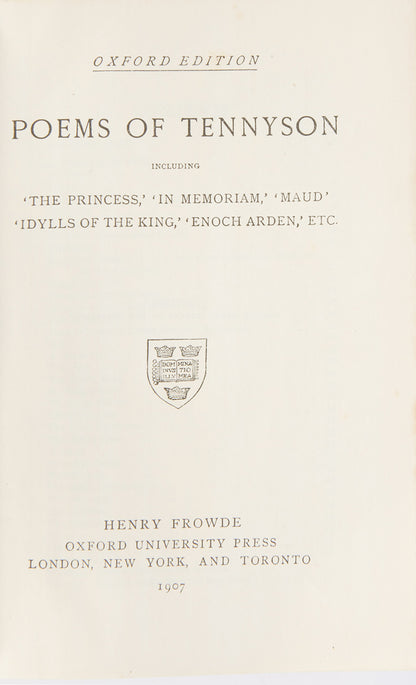 A handsomely bound copy of Alfred Tennyson's poetry