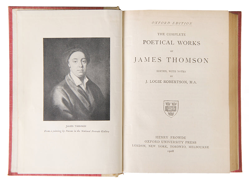 First edition thus complete poetical works of James Thomson in a lovely art nouveau binding 