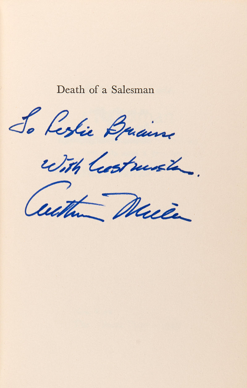 First edition of Death of a Salesman by Arthur Miller, inscribed by the author to Leslie Bricusse.