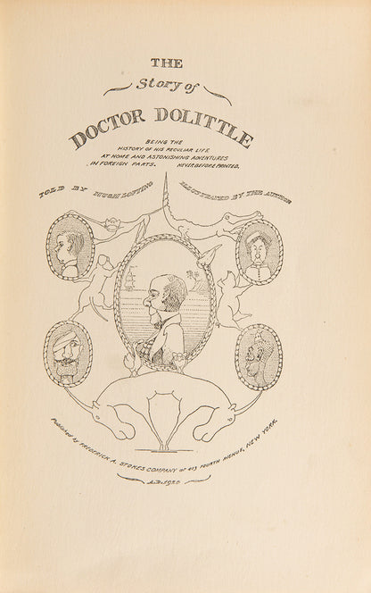 First edition, first printing of The story of Doctor Dolittle, by Hugh Lofting, with illustrations by the author, with a page each from original manuscript and the tls