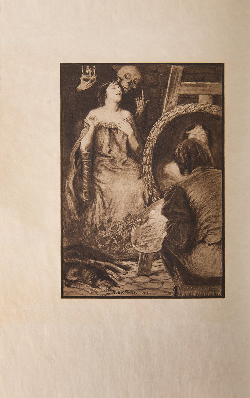 Complete works of Edgar Allan Poe, in ten volumes, with full page illustrations  by Simpson Coburn etched on vellum paper, signed by publisher, limited edition