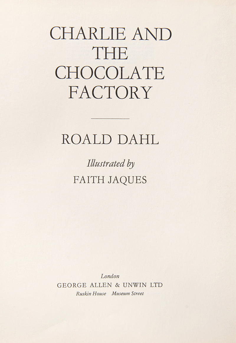 Charlie and the Chocolate Factory, by Roald Dahl, a U.K First edition in very good condition, with the publisher's original laminated pictorial covers