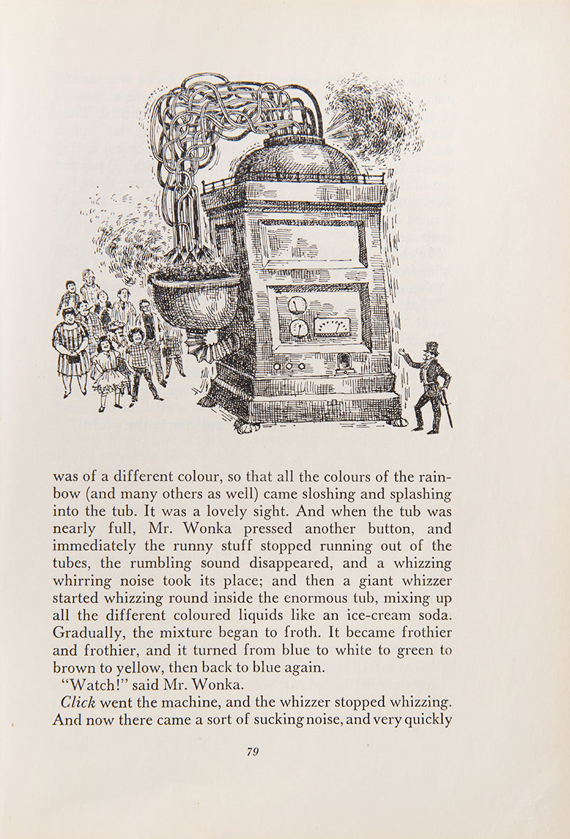 Charlie and the Chocolate Factory, by Roald Dahl, a U.K First edition in very good condition, with the publisher's original laminated pictorial covers