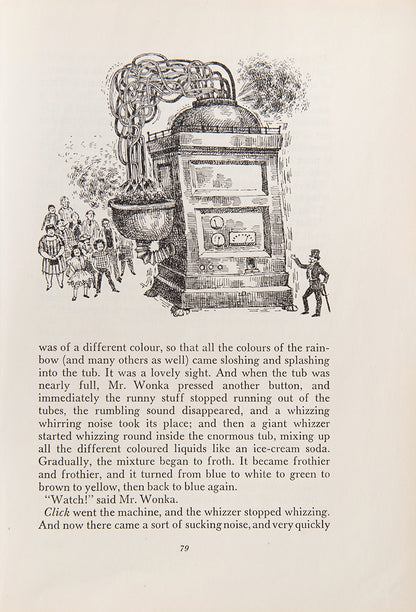 Charlie and the Chocolate Factory, by Roald Dahl, a U.K First edition in very good condition, with the publisher's original laminated pictorial covers