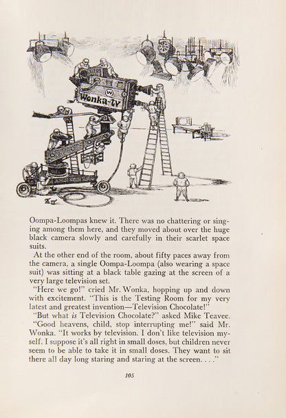 Charlie and the Chocolate Factory, by Roald Dahl, a U.K First edition in very good condition, with the publisher's original laminated pictorial covers