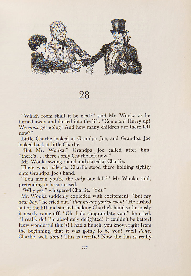 Charlie and the Chocolate Factory, by Roald Dahl, a U.K First edition in very good condition, with the publisher's original laminated pictorial covers