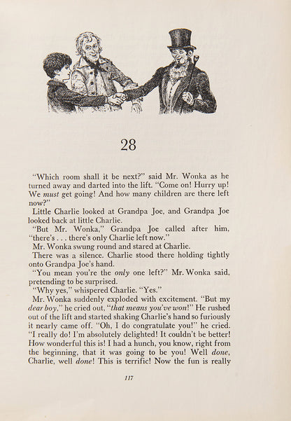 Charlie and the Chocolate Factory, by Roald Dahl, a U.K First edition in very good condition, with the publisher's original laminated pictorial covers