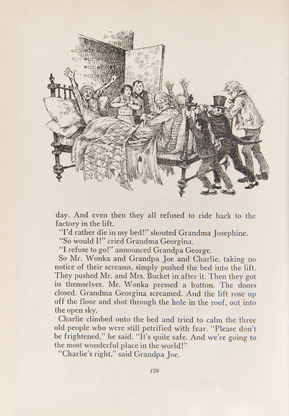 Charlie and the Chocolate Factory, by Roald Dahl, a U.K First edition in very good condition, with the publisher's original laminated pictorial covers