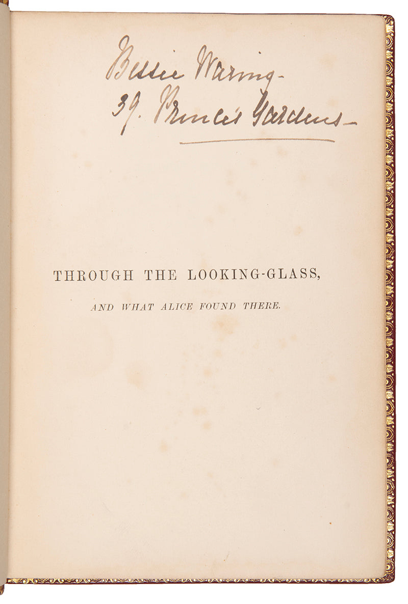A handsomely bound edition of Through the looking glass, by Lewis Carroll, in red leather and gilt, First edition, second issue, 1872, thirteenth thousand