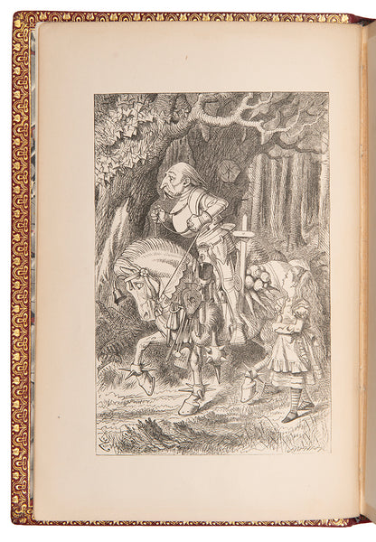 A handsomely bound edition of Through the looking glass, by Lewis Carroll, in red leather and gilt, First edition, second issue, 1872, thirteenth thousand