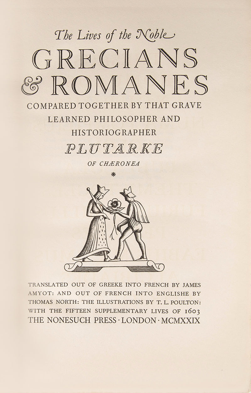 Number 659 of 1550 limited edition copies of Plutarch's Lives by The Nonesuch Press, following the English language translation of Thomas North