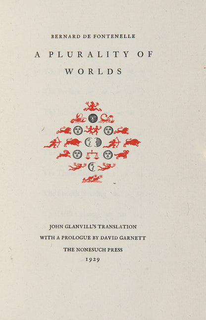 An excellent example of the Nonesuch Press of Bernard de Fontenelle's A Plurality of Worlds