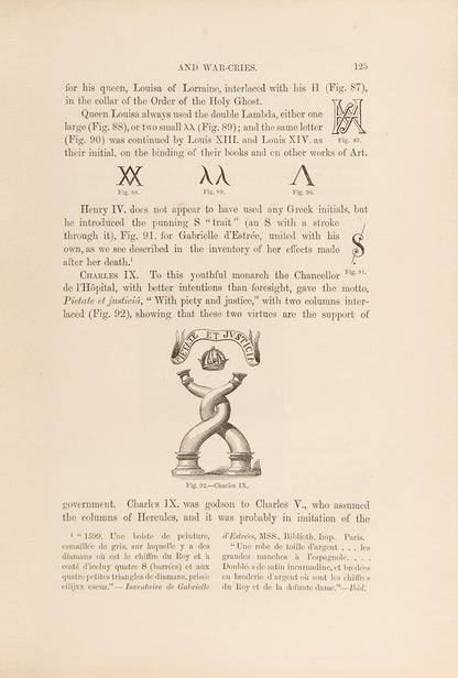 Historic devices, badges and war-cries by Mrs Bury Palliser, a first edition copy, offering a review of historic badges and devices of many historic families